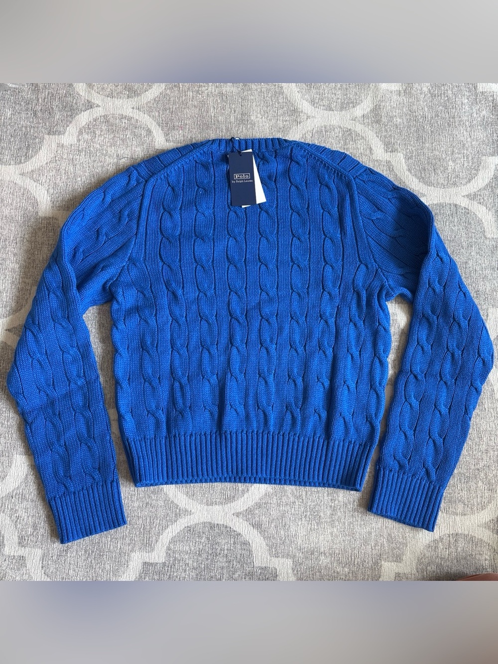 NWT Polo Ralph Lauren Flag Cable Knit Cropped Sweater New - Picture 6 of 6